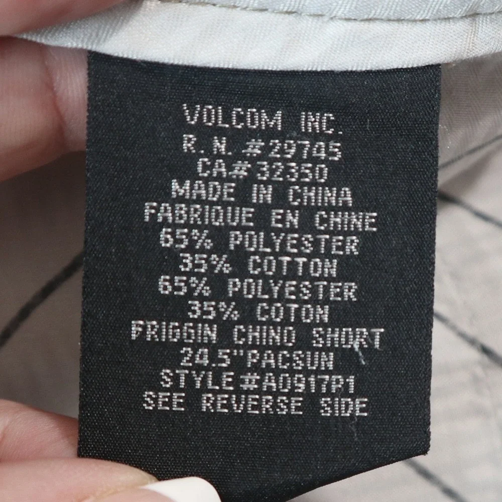 Volcom Friggin Chino Shorts Mens 32 Khaki Tan Cotton Blend Skate Casual Summer
